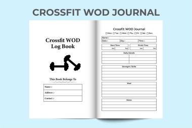 Crossfit WOD KDP dahili dergisi. Günlük egzersiz rutini ve yetenek takip şablonu. KDP iç dizüstü bilgisayarı. Crossfit WOD planlayıcısı ve günlük egzersiz görev takip şablonu. Günlük güç denetleyici.