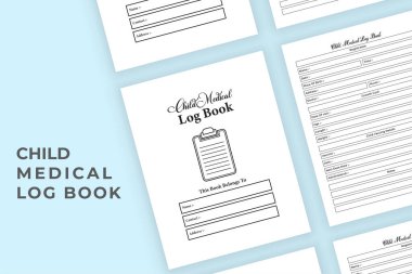 Çocuk tıbbi not defteri KDP 'nin içi. Bebek tıbbi kaydı ve büyüme not defteri şablonu. ve KDP dahili seyir defteri. Günlük çocuk aktiviteleri izleyici ve aşı bilgi denetleyici iç.