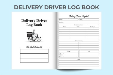 Teslimat defteri KDP 'nin içi. Çevrimiçi alışveriş dağıtım takip cihazı ve müşteri bilgi defteri şablonu. KDP iç dizüstü bilgisayarı. Sürücü düzenli kilometre takip cihazı ve sipariş defteri.