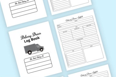 Teslimat sürücüsü dergisi KDP dahili. Günlük sipariş iletim denetleyicisi ve müşteri bilgi takip cihazı içerisi. KDP dahili kayıt defteri. Teslimat sürücüsü düzenli mil ve etkinlik günlük şablonu.