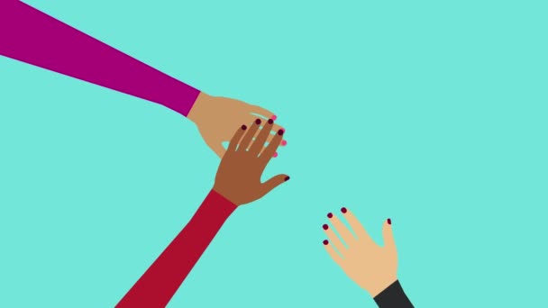 Different Colors Hands Gathering Racism Concept Animation Racial Equality Global — Stok video