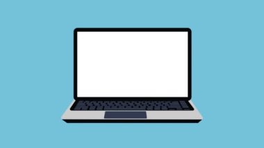 Meslektaşlar ya da arkadaşlarla çevrimiçi video konferansı konsepti 4K animasyon. Laptop 4K görüntülerindeki kablosuz iletişim metodu. Bir dizüstü bilgisayardan, bir çevrimiçi ağ servisinden görüntü alınıyor.