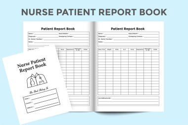 Hemşire hasta raporları KDP 'nin içini gösteriyor. Hemşire günlük hasta bilgileri ve sağlık takip şablonu. KDP dahili dergisi. Günlük tıbbi bilgi takip cihazı ve hasta tıbbı denetleyicisi..