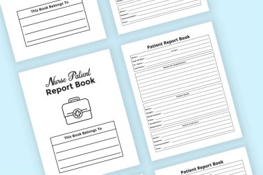 Hemşire raporları KDP 'nin içi. Doktor ve tıbbi gereklilikler not defteri şablonu. KDP dahili dergisi. Hemşire günlük hasta raporları denetleyici ve ilaç takip cihazı..