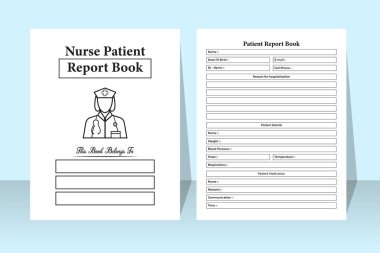 Hemşire günlük hasta raporları KDP 'nin içini gösteriyor. Hastanenin temel gereksinimleri takip cihazı ve ilaç dergisinin iç kısmı. KDP iç dizüstü bilgisayarı. Hemşire hasta raporu ve iletişim bilgi takip şablonu.