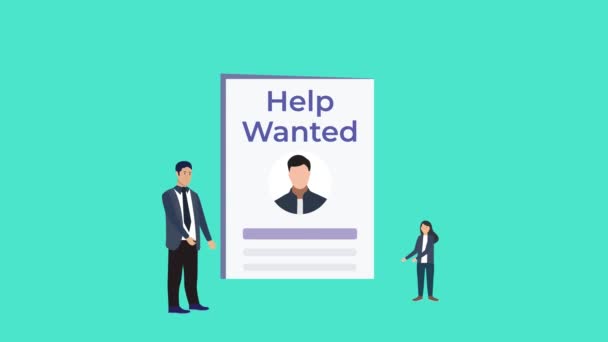 Ajuda Queria Animação Com Dois Empresários Empregado Procura Novo Trabalhador — Vídeo de Stock