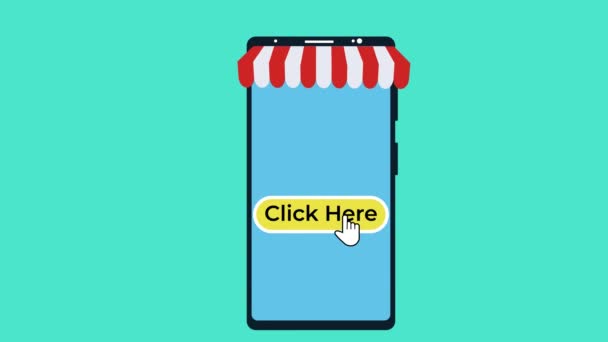 Shopping Online Animazione Con Telefono Cellulare Servizio App Ecommerce Filmati — Video Stock