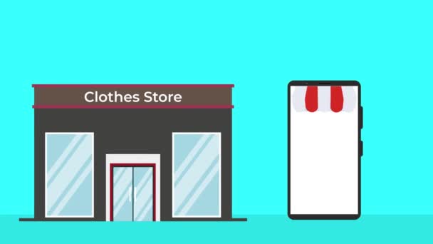 Καταστήματα Ρούχων Προσφέρουν Έκπτωση Animation Προσφορά Για Ψώνια Φόρεμα Κινητό — Αρχείο Βίντεο
