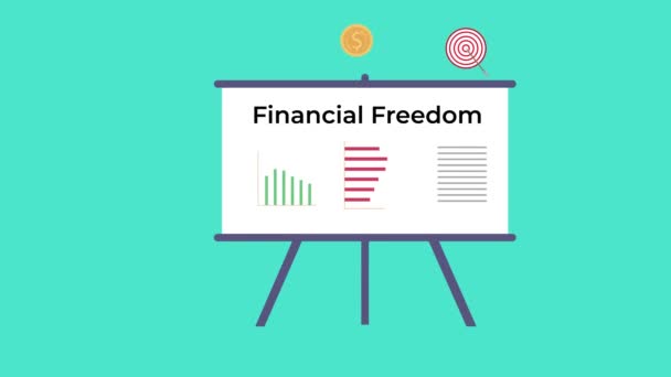 Finanzielle Freiheitserziehung Mit Einer Animation Auf Dem Diagramm Mitarbeiterin Erklärt — Stockvideo