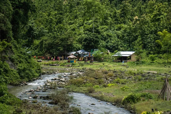 Villaggio Turistico Debotakhum Bandarban Zona Collinare Della Giungla Con Lunghi — Foto Stock