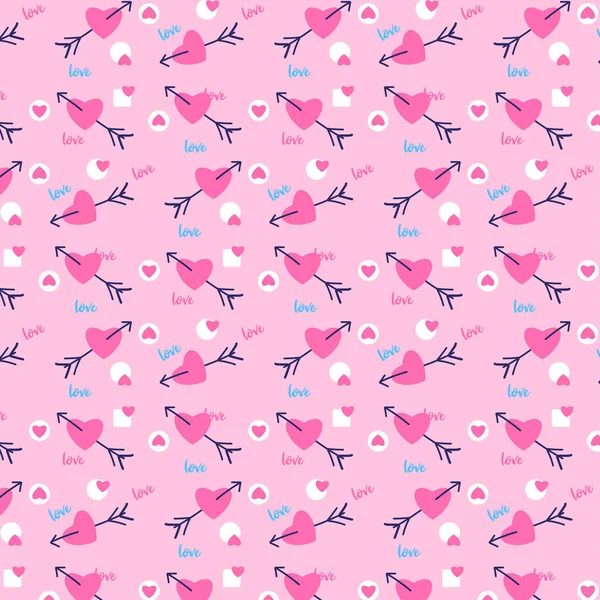 Love Minimal Pattern Texture Arrow Shapes Pink Background Valentine Day — Stockvektor