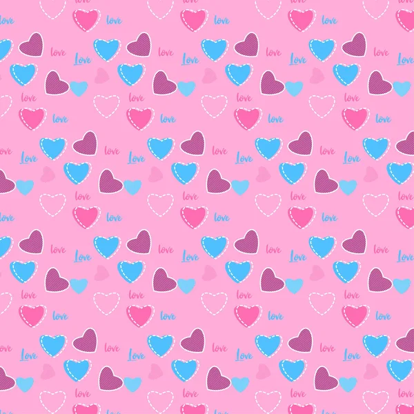 Seamless Doodle Style Heart Shaped Pattern Valentine Day Cute Heart — Image vectorielle