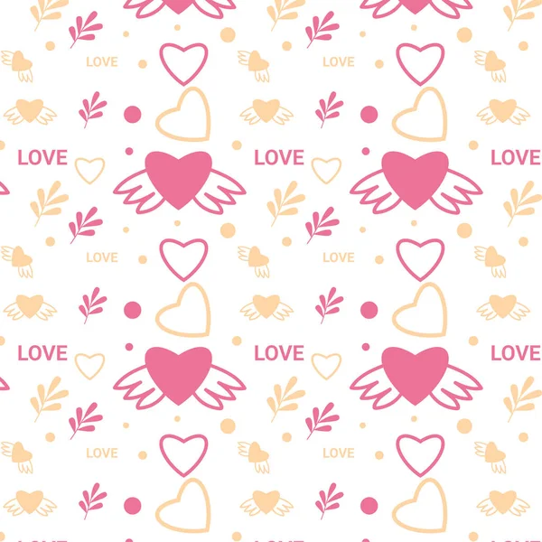 Cute Love Pattern Vector Pink Background Seamless Abstract Pattern Decoration — стоковый вектор