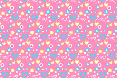 Abstract love pattern decoration with different love shapes on a pink background. Endless love pattern vector for book covers and bed sheets. Seamless minimal pattern element design for the background