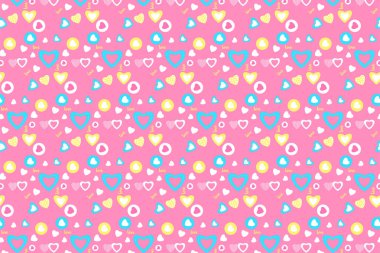 Abstract love pattern decoration with different love shapes on a pink background. Endless love pattern vector for book covers and bed sheets. Seamless minimal pattern element design for the background