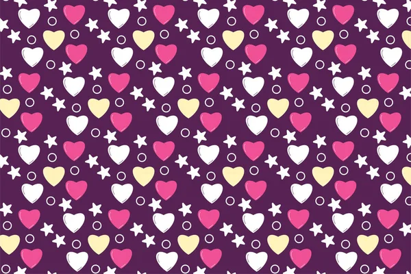 Abstract Seamless Love Pattern Vector Colorful Love Shapes Stars Endless — Image vectorielle
