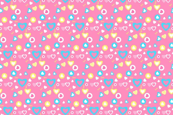 Abstract Love Pattern Decoration Different Love Shapes Pink Background Endless — Archivo Imágenes Vectoriales