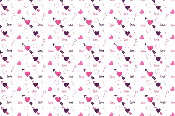 Seamless love pattern decoration with arrow and key elements. Minimal pattern element vector on a white background. Abstract pattern design for bed sheets, clothing, and book covers.