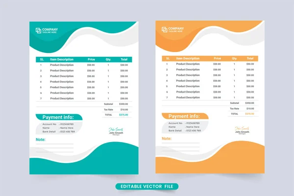 Modern Company Payment Agreement Invoice Product Price Receipt Vector Invoice — Image vectorielle