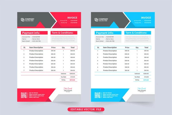 Creative Minimal Invoice Billing Paper Template Vector Payment Receipt Digital — Image vectorielle