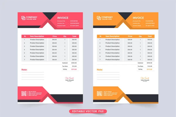 Minimal Invoice Template Price Receipt Vector Abstract Shapes Business Vouchers — Image vectorielle