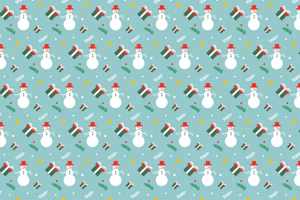 Christmas Frosty Pattern Decoration Snowman Gift Icons Seamless Pattern Vector — Stockový vektor