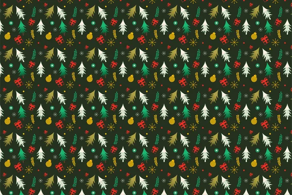 Beautiful Christmas Pattern Decoration Dark Green Background Abstract Pattern Vector — ストックベクタ