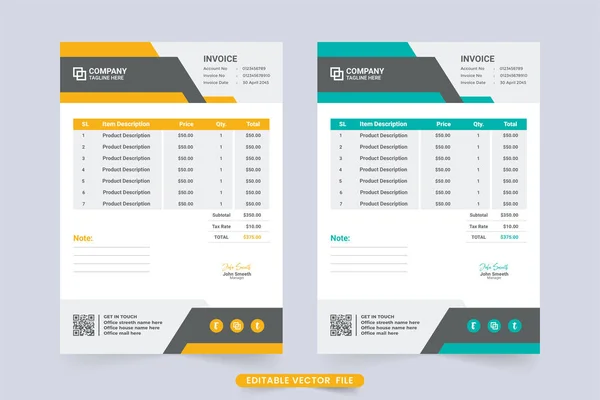 Creative Payment Receipt Template Design Corporate Business Print Ready Invoice — Image vectorielle