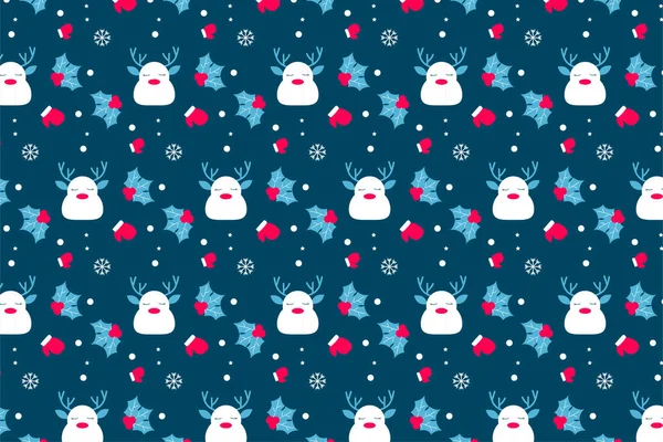 Cute Abstract Christmas Pattern Decoration Dark Blue Background Endless Christmas — 图库矢量图片
