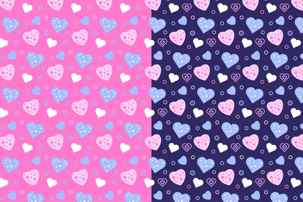 Beautiful Love Pattern Vector Pink Dark Blue Background Seamless Repeating — Image vectorielle