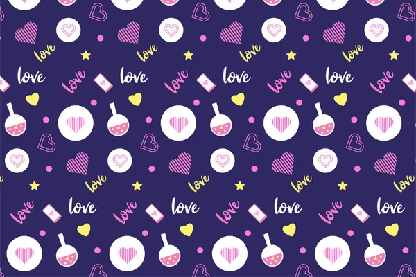 Cute Seamless Love Pattern Decoration Love Poison Calligraphy Abstract Love — Image vectorielle