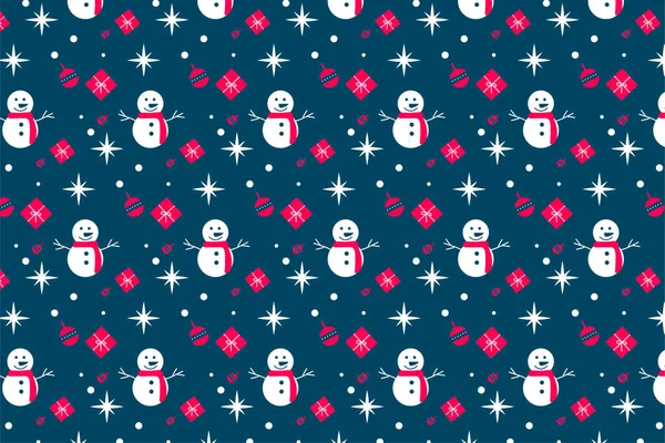 Christmas Background Wallpaper Pattern Vector Snowmen Gift Icons Christmas Seamless — ストックベクタ