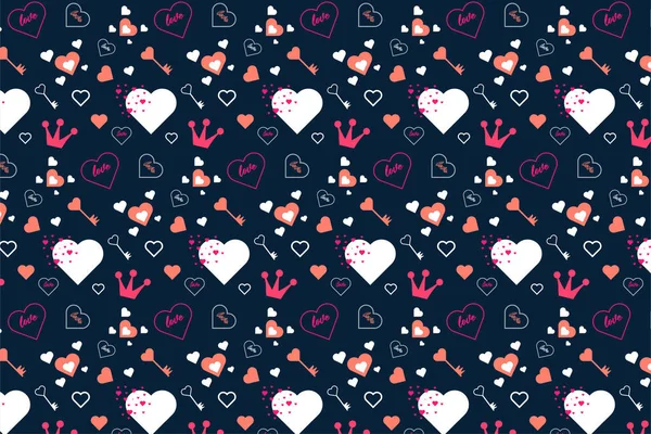 Repeating Love Pattern Vector Dark Background Abstract Love Shape Pattern — Stock Vector