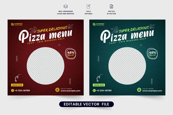 Modern Restaurant Business Promotional Template Design Social Media Marketing Food — Stock Vector