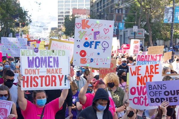 San Francisco Oct 2021 Unidentified Participants Women March Reproductive Rights — Stock Photo, Image