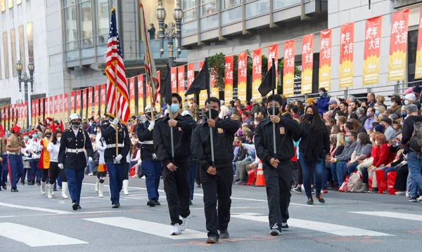 San Francisco Febrero 2022 Participantes Identificados Desfile Año Nuevo Chino — Foto de Stock