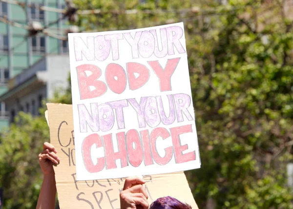 San Francisco May 2022 Unidentified Participants Holding Signs Marching San — Fotografia de Stock