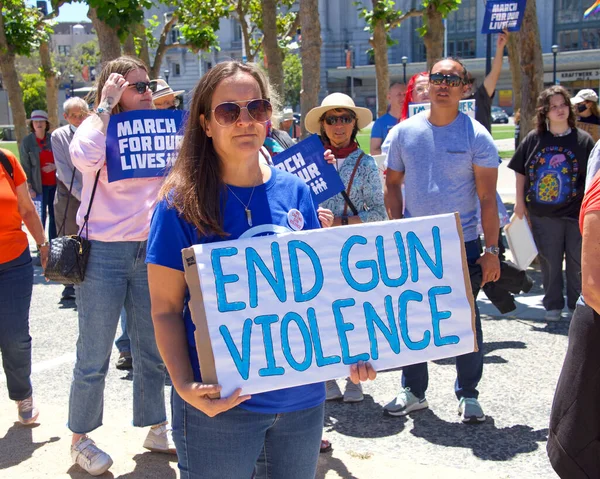 San Francisco Června 2022 Zastavte Zbraňový Protest Násilí Účastníci Shromáždění — Stock fotografie