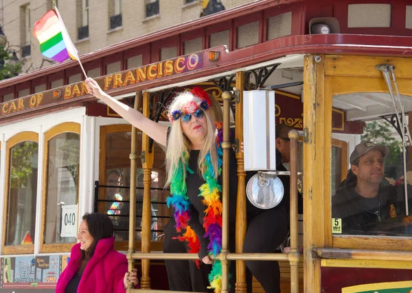 São Francisco Junho 2022 Participantes Não Identificados Comemoram Parada Orgulho — Fotografia de Stock