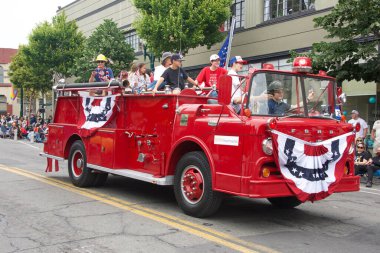 Alameda, CA - July 4, 2022: Participants in the Alameda 4th of July Parade, one of the largest and longest Independence Day parade in the nation.