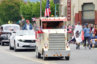Alameda, CA - July 4, 2022: Participants in the Alameda 4th of July Parade, one of the largest and longest Independence Day parade in the nation.