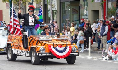 Alameda, CA - July 4, 2022: Participants in the Alameda 4th of July Parade, one of the largest and longest Independence Day parade in the nation.