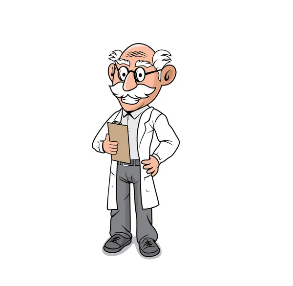 Professor Oude Man Cartoon Karakter Ontwerp Illustratie Vector Eps Formaat — Stockvector