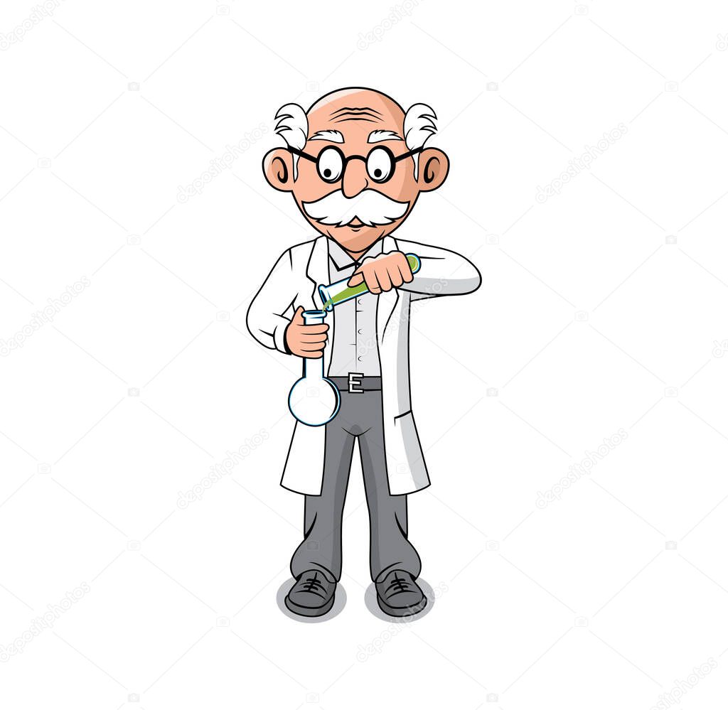 Professor old man cartoon character design illustration vector eps format , suitable for your design needs, logo, illustration, animation, etc.