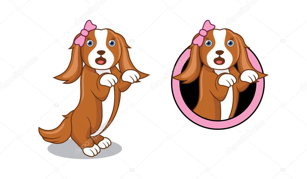 Cute dog cartoon character design illustration , suitable for your design needs, logo, illustration, animation, etc.