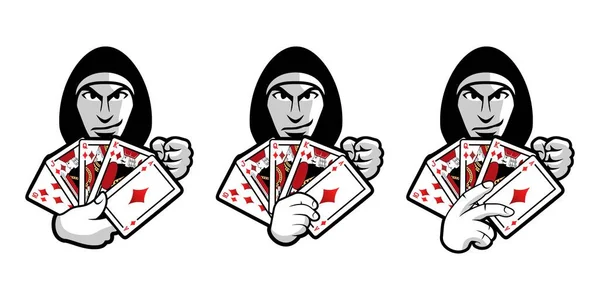 Poker Logo Character Design Illustration Vector Eps Format Suitable Your — Stock Vector