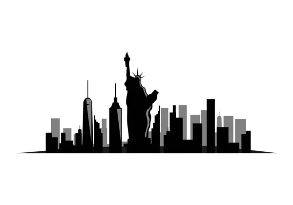 New York Paesaggio Skyline Disegno Illustrazione Vettoriale Eps Formato Adatto — Vettoriale Stock