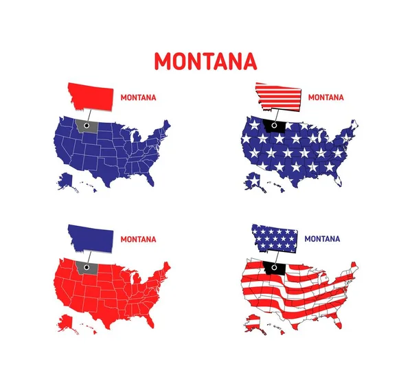 Montana Mapa Com Eua Bandeira Design Ilustração Vetor Eps Formato —  Vetores de Stock