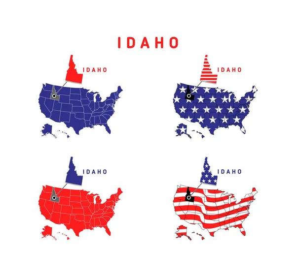 Idaho Map Usa Flag Design Illustration — 스톡 벡터