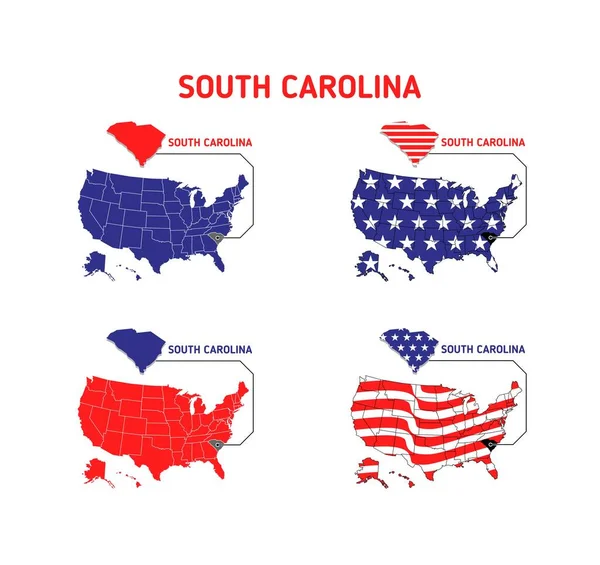 南卡罗来纳州地图使用美国国旗图案矢量图格式的美国地图 适用于您的设计需要 动画等 — 图库矢量图片